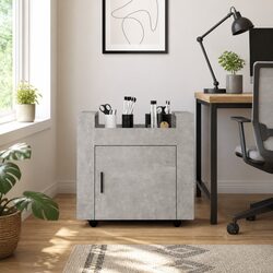 Mobile Desk Trolley Grey 60x45x60cm Engineered Wood