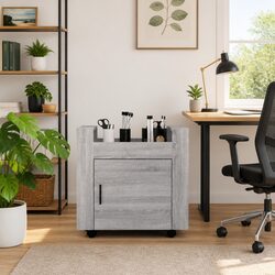 Grey Desk Trolley Storage Cabinet with Wheels