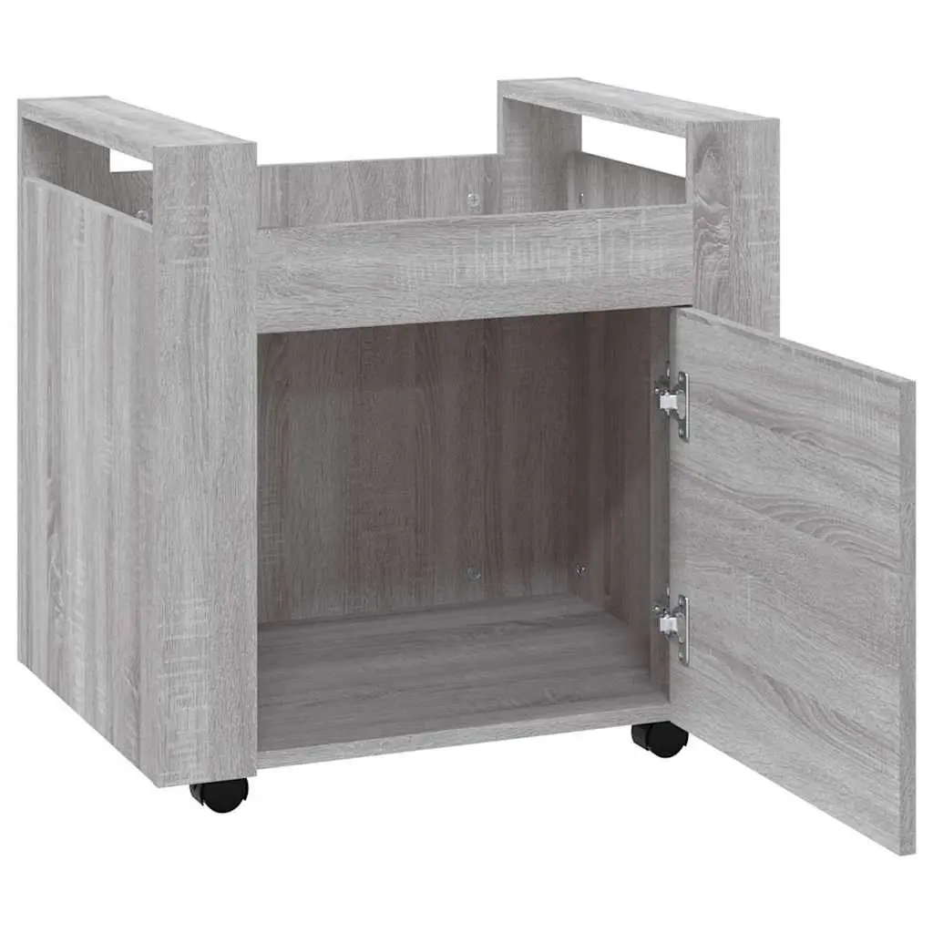 Mobile Storage Cabinet with Wheels Grey Engineered Wood 60Wx45Dx60Hcm for Office Organising