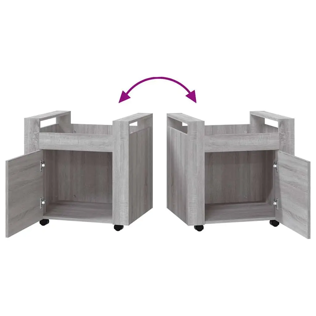 Mobile Storage Cabinet with Wheels Grey Engineered Wood 60Wx45Dx60Hcm for Office Organising