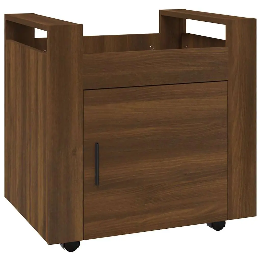 Desk Trolley Mobility Feature Brown Oak Storage Cabinet