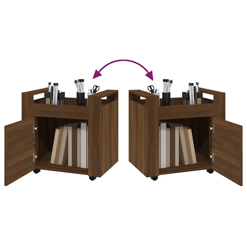 Desk Trolley Mobility Feature Brown Oak Storage Cabinet