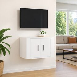 Engineered Wood Wall Mounted TV Storage Unit in White