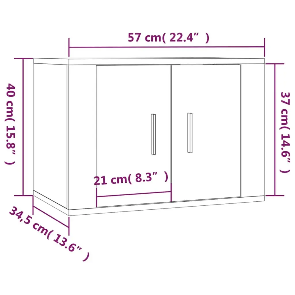 Wall Mounted TV Cabinet Space Saving White Engineered Wood 57 x 34.5 x 40 cm