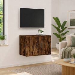 Wall Mounted TV Cabinet in Brown Engineered Wood 57x34.5x40cm
