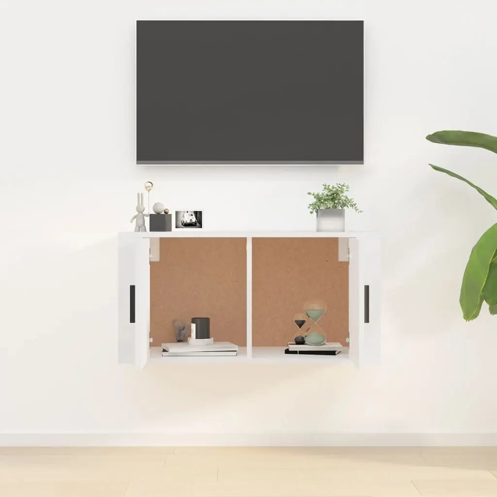 Wall Mounted TV Cabinet White High Gloss Media Storage Unit 80x34.5x40cm