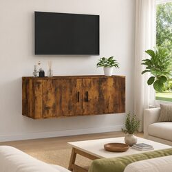 Wall Mounted TV Cabinet in Brown Engineered Wood 100x34.5x40cm