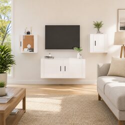 High Gloss Wall Mounted TV Cabinet with Storage Compartment