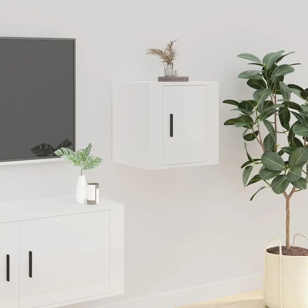 Wall Mounted TV Cabinet Space Saving 40x34.5x40 cm White High Gloss