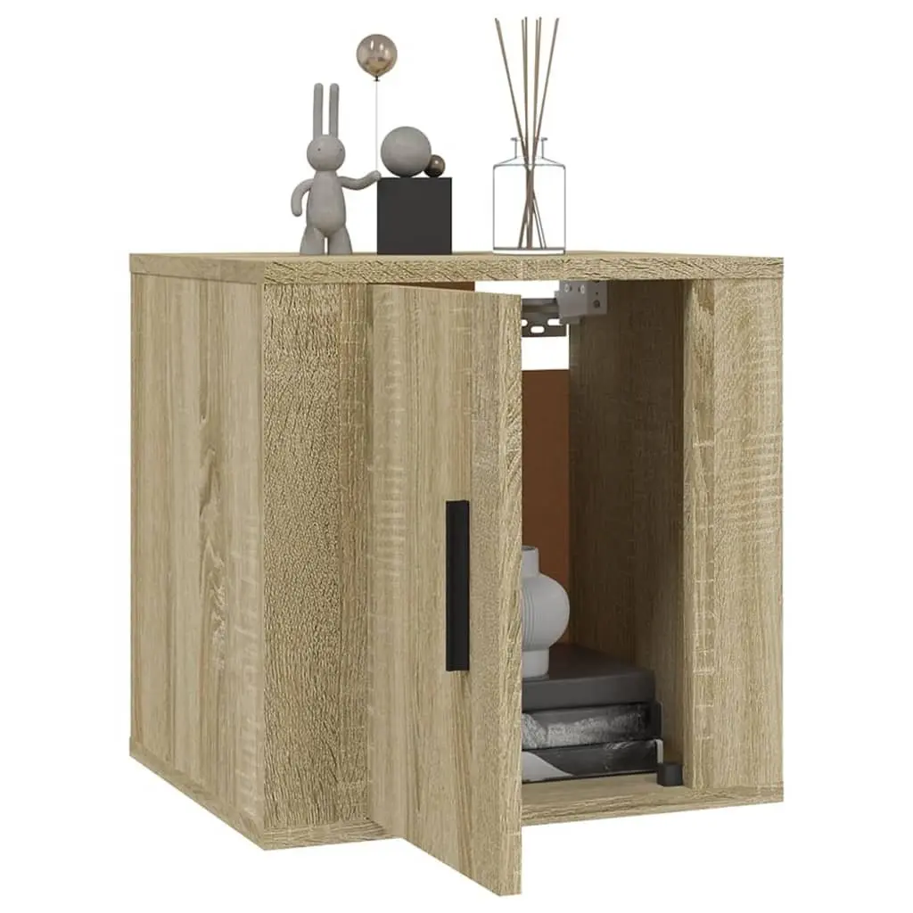 Wall Mounted TV Cabinet Brown Media Storage Unit Floating Shelf Organizer