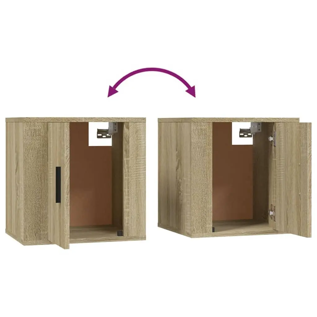 Wall Mounted TV Cabinet Brown Media Storage Unit Floating Shelf Organizer