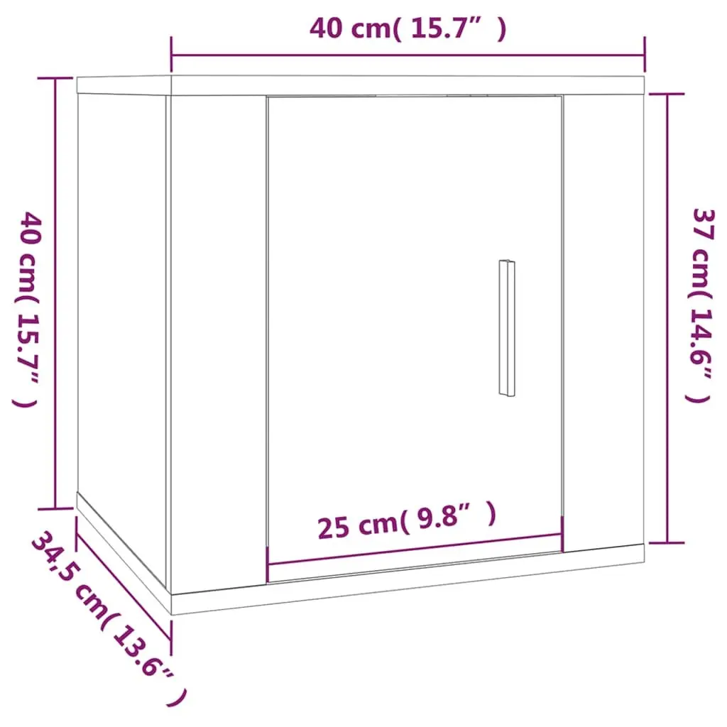 Wall Mounted TV Cabinet Engineered Wood Storage Unit 40x34.5x40cm Brown