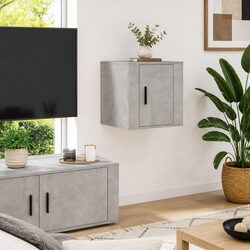 Floating Media Storage Unit Grey Wall Mounted TV Cabinet