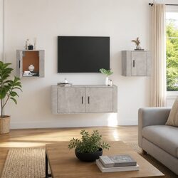 Wall Mounted TV Cabinet in Grey Concrete 40x34.5x40cm