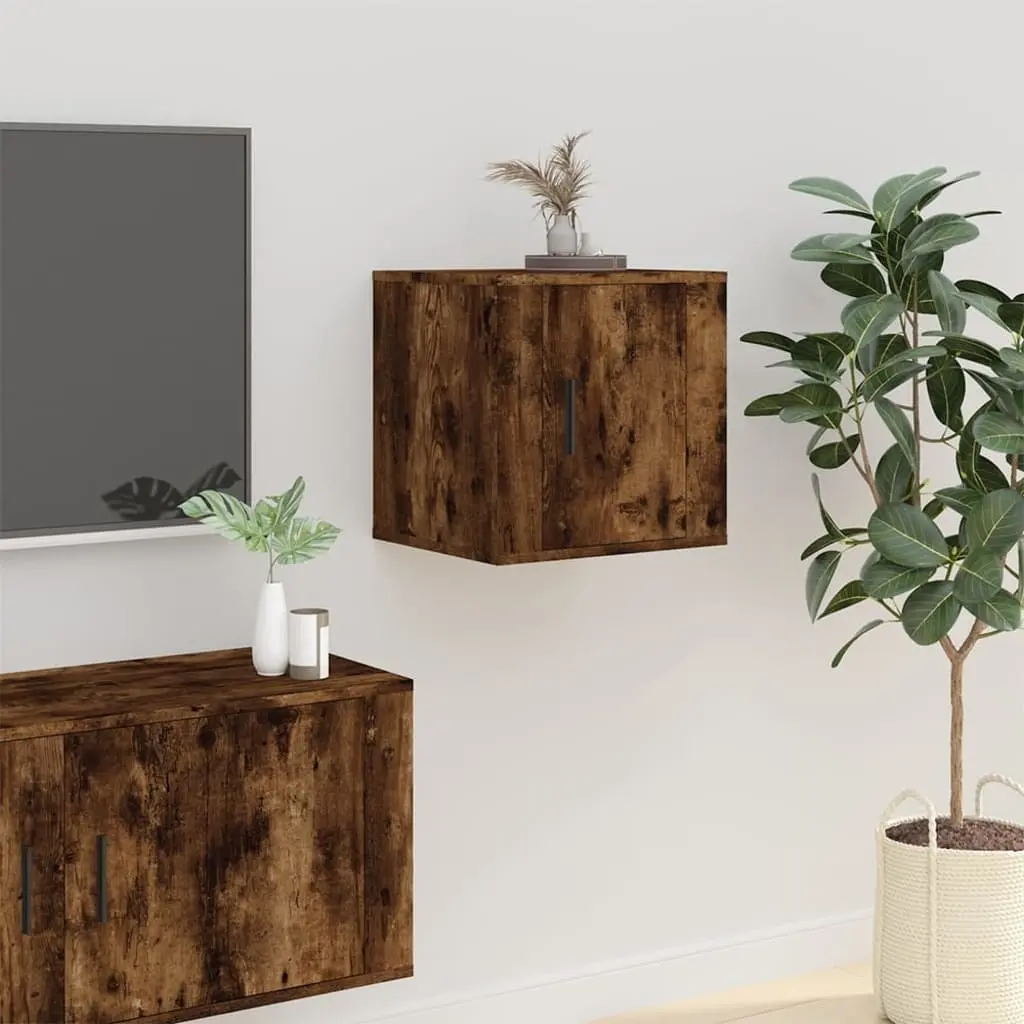 Wall Mounted TV Cabinet Space Saving Smoked Oak 40 x 34.5 x 40 cm 2 Piece