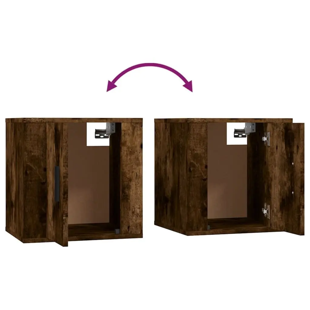 Wall Mounted TV Cabinet Space Saving Smoked Oak 40 x 34.5 x 40 cm 2 Piece