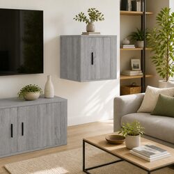 Compact Grey Wall Mounted TV Storage Unit 40x34.5x40cm