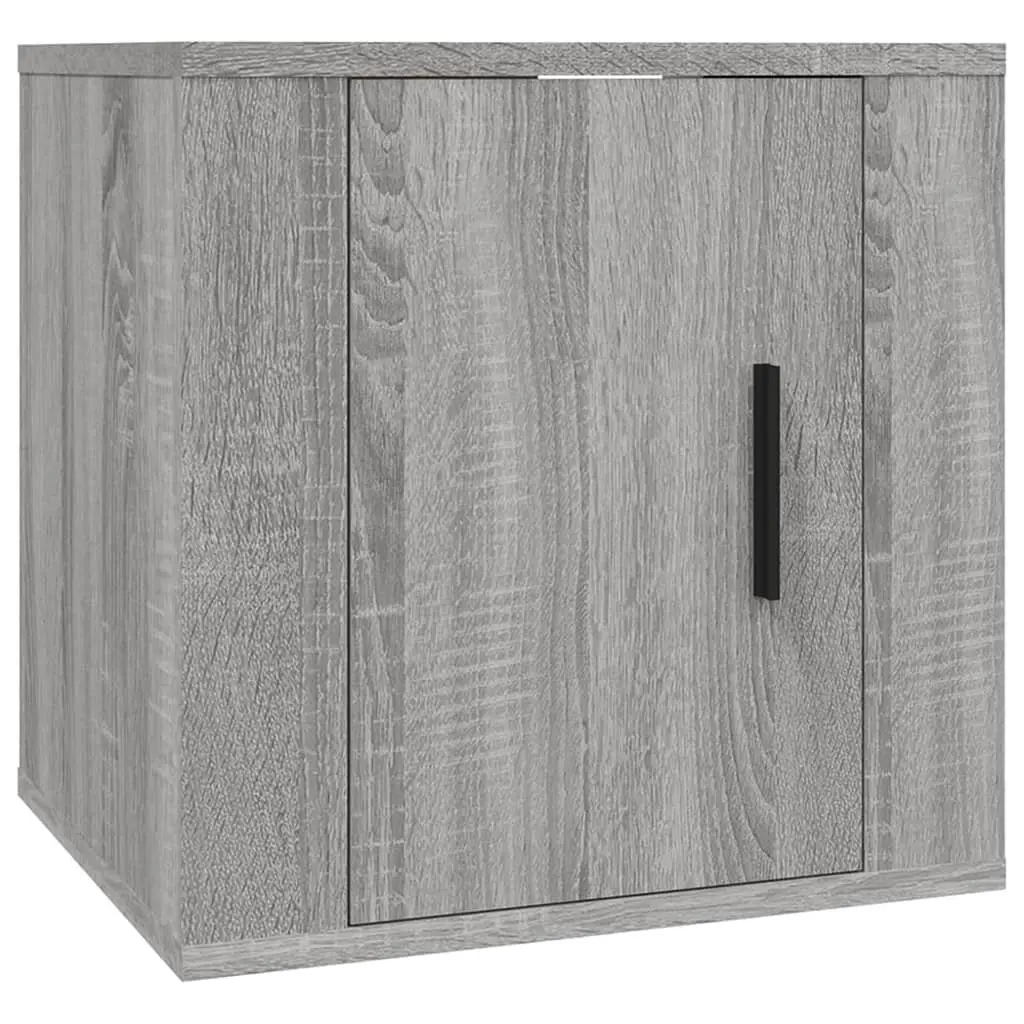 Wall Mounted TV Cabinet Grey Storage Unit Media Display Organizer 40x34.5x40cm