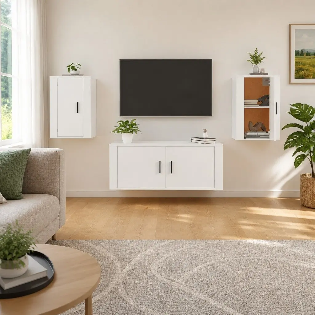 Wall Mounted TV Cabinet Storage Unit White 40x34.5x60 cm