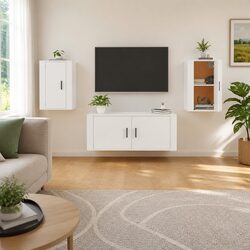 Wall Mounted TV Cabinet in White - 40x34.5x60 cm