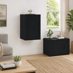 Wall-Mounted Black TV Storage Cabinet, 40x34.5x60cm