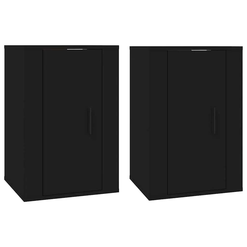 Wall Mounted TV Cabinet Storage Unit Organiser 40 x 34.5 x 60 cm Black 2 Piece