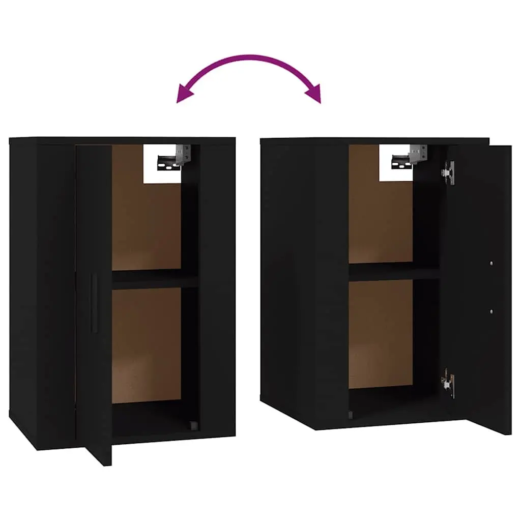 Wall Mounted TV Cabinet Storage Unit Organiser 40 x 34.5 x 60 cm Black 2 Piece