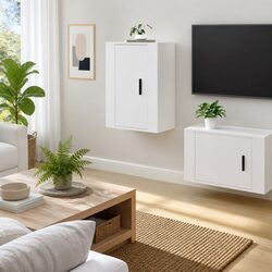 Wall Mounted TV Cabinet in White High Gloss 40x34.5x60cm