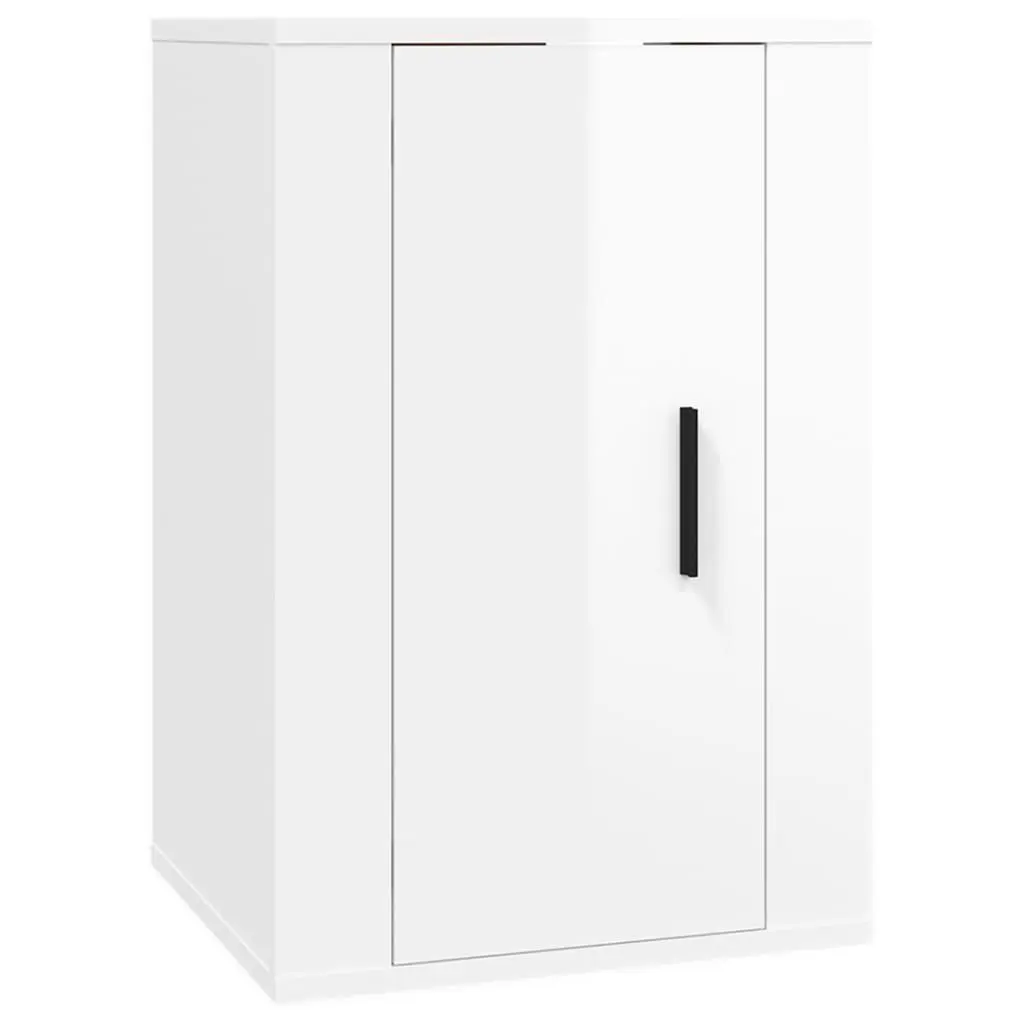 Wall Mounted Storage Unit High Gloss White Engineered Wood 40x34.5x60cm TV Cabinet with Two Compartments