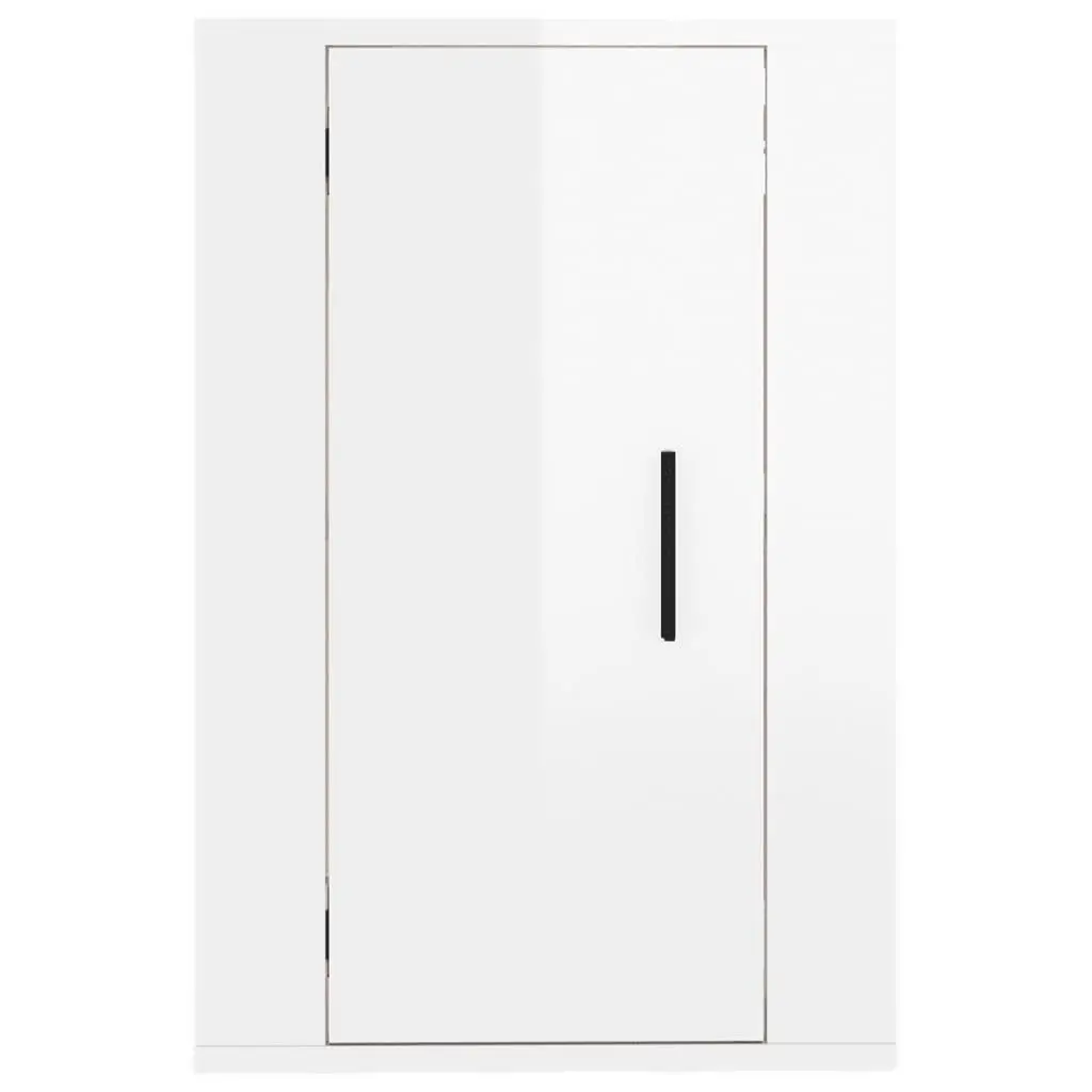 Wall Mounted Storage Unit High Gloss White Engineered Wood 40x34.5x60cm TV Cabinet with Two Compartments