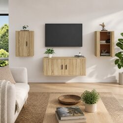 Wall Mounted TV Cabinet Set in Sonoma Oak