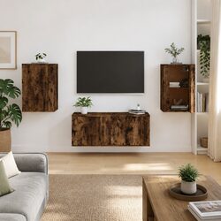 Wall Mounted TV Cabinet 40x34.5x60cm in Brown Wood