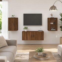 Floating Storage Unit for TV in Brown Oak Finish