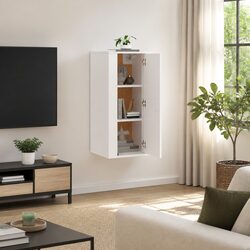 Wall Mounted Storage Unit TV Cabinet White 40x34.5x80cm
