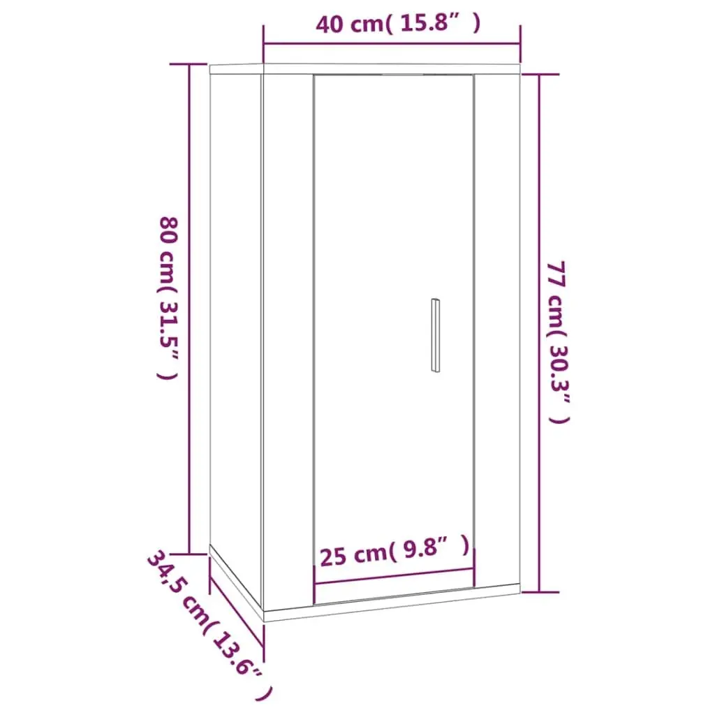Wall Mounted TV Cabinet Space Saving White High Gloss 40 x 34.5 x 80 cm