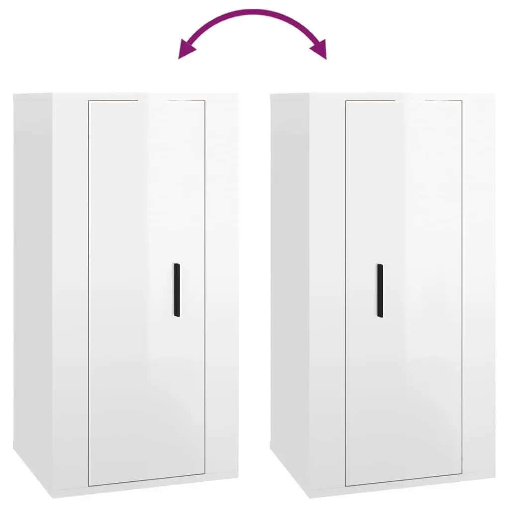 Wall Mounted TV Cabinet Space Saving White High Gloss 40 x 34.5 x 80 cm