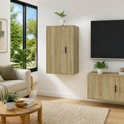 Engineered Wood Wall-Mounted TV Cabinet, Brown Finish