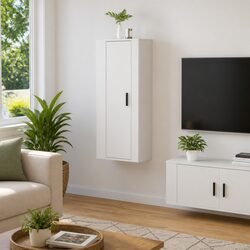Wall Mounted TV Cabinet High Gloss White Media Unit