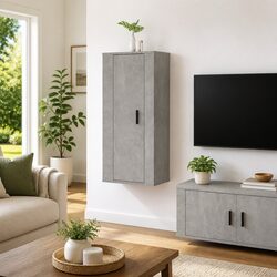 Wall Mounted Media Storage Unit Grey 40x34.5x100cm