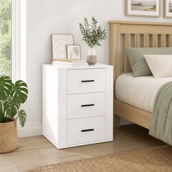 3-Drawer Bedside Cabinet in High Gloss White