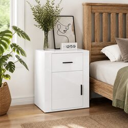 Engineered Wood Bedside Cabinet with 1 Drawer and Door