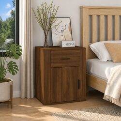 Engineered Wood Bedside Cabinet 50x36x60 cm Brown Oak