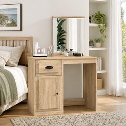 Engineered Wood Dressing Table with Mirror - Brown