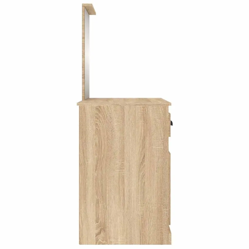 Dressing Table with Mirror Storage Brown Engineered Wood 90cm W x 50cm D x 132.5cm H