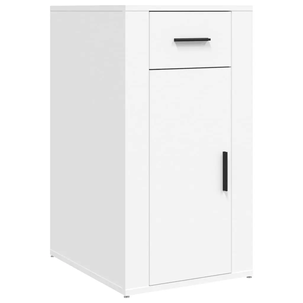 Desk Cabinet White Engineered Wood Compact Storage Organizer