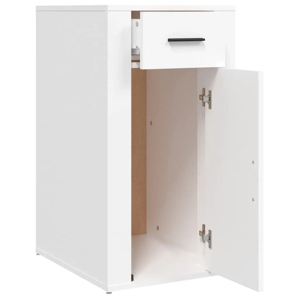 Desk Cabinet White Engineered Wood Compact Storage Organizer