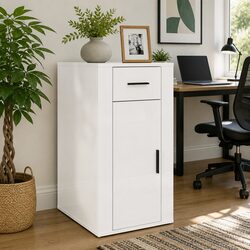 Desk Cabinet Storage Unit in High Gloss White