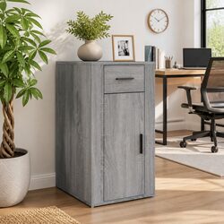 Engineered Wood Desk Cabinet Grey Office Storage Unit