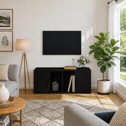 Functional Black TV Cabinet 100x35x40 cm Media Storage Unit