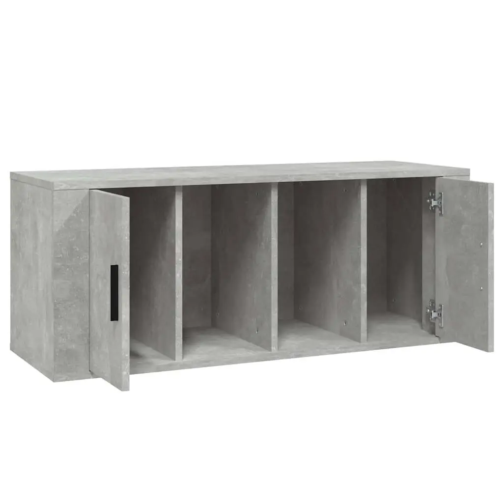 TV Cabinet Grey Engineered Wood 100x35x40cm 4 Compartment Storage
